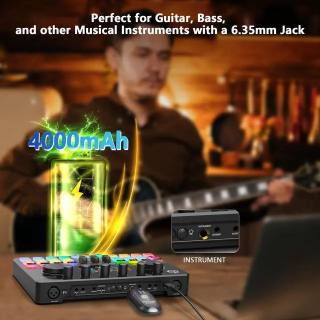 Alt view image 6 of 6 - Podcast Equipment Bundle for 2, Audio Interface DJ Mixer with 3.5mm Condenser Microphone for PC, Smartphone, Voice change,RGB for Recording, Streaming, Podcasting, Gaming, COMMANDER M100 3rd