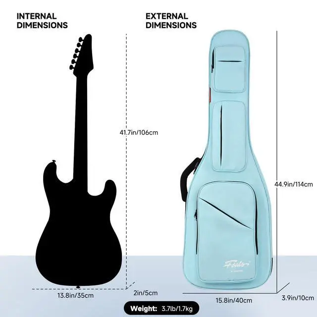 Alt view image 2 of 6 - Electric Guitar Gig Bag for Guitar, Phantom Series DarkGreen | Padded Electric Guitar Case for All Guitar, Super Thick Oxford Cloth Waterproof Guitar Bag