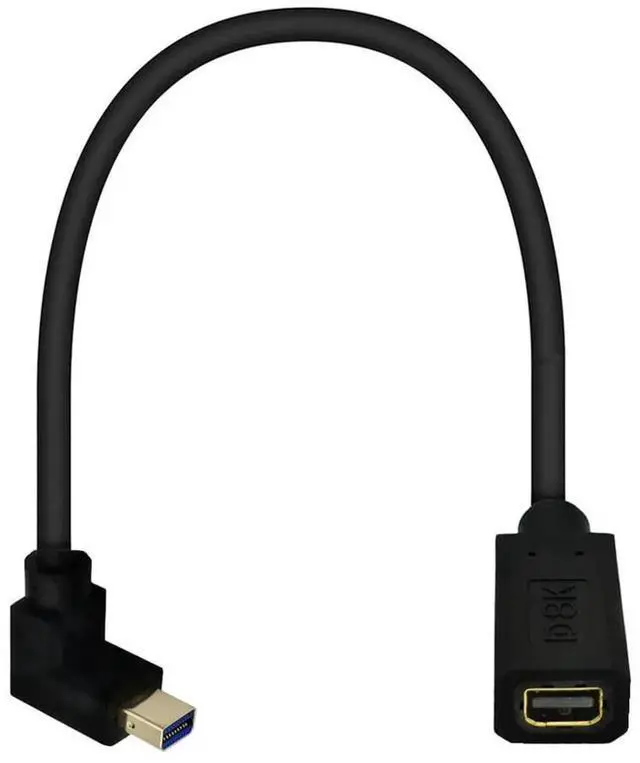 Main image of 12 Inch Mini DisplayPort 1.4 Extension Cable, Up Angle Male to Female 32.4Gbps 8K@60Hz 4K@144Hz 2K@165Hz UHD Extender Cable for HDTV Laptop Monitor Projector PS4 PS5