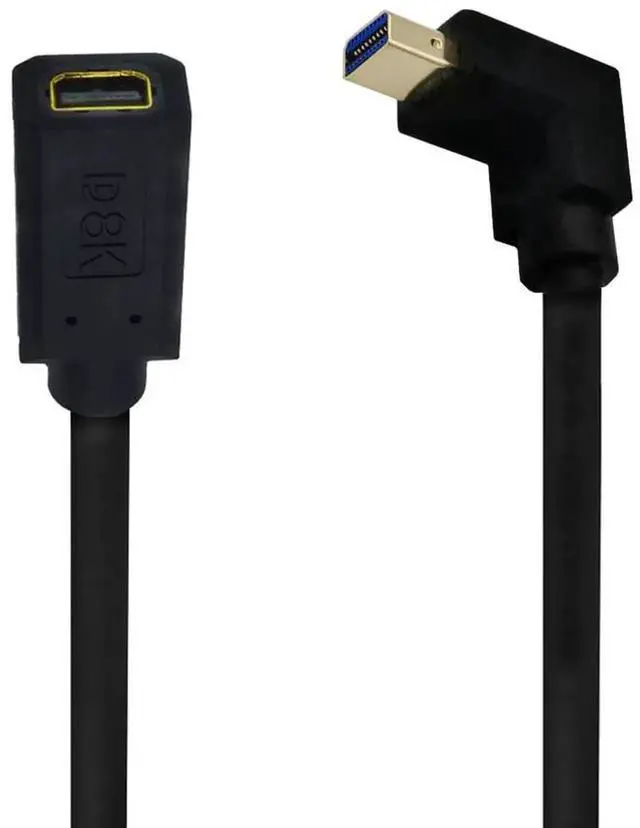 Alt view image 3 of 6 - 12 Inch Mini DisplayPort 1.4 Extension Cable, Up Angle Male to Female 32.4Gbps 8K@60Hz 4K@144Hz 2K@165Hz UHD Extender Cable for HDTV Laptop Monitor Projector PS4 PS5