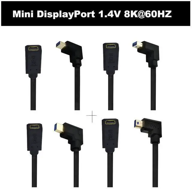 Alt view image 4 of 6 - 12 Inch Mini DisplayPort 1.4 Extension Cable, Up Angle Male to Female 32.4Gbps 8K@60Hz 4K@144Hz 2K@165Hz UHD Extender Cable for HDTV Laptop Monitor Projector PS4 PS5