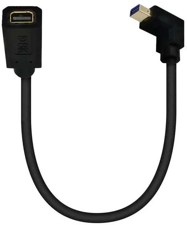Alt view image 6 of 6 - 12 Inch Mini DisplayPort 1.4 Extension Cable, Up Angle Male to Female 32.4Gbps 8K@60Hz 4K@144Hz 2K@165Hz UHD Extender Cable for HDTV Laptop Monitor Projector PS4 PS5