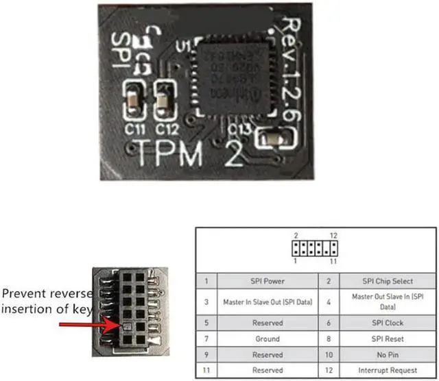 Main image of 1 Piece TPM 2.0 Security Module, 12PIN SPI Trusted Platform Module Compatible with MSI MS-4462 Motherboard