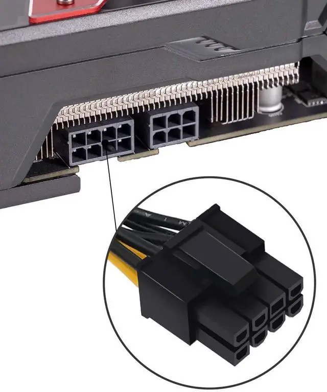 Alt view image 6 of 6 - 2-Pack 8 Pin PCIe Splitter Cable, PCIe 8 Pin Female to Dual 8 Pin (6+2) Male Braided GPU VGA Power Y-Splitter Extension Cable, 9 Inch / 23cm