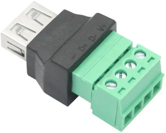 Alt view image 6 of 7 - 2Pcs USB 2.0 A Female to 4 Pin Screw Terminal Adapter, Solderless Quick Connect USB A Converter for Charging and Data Transfer