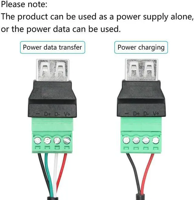 Alt view image 5 of 7 - 2Pcs USB 2.0 A Female to 4 Pin Screw Terminal Adapter, Solderless Quick Connect USB A Converter for Charging and Data Transfer