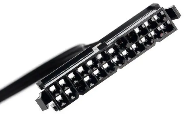 Alt view image 2 of 3 - 22 Inch Black Sleeved 24Pin ATX Red LED Power Switch Jumper Cable, 20/24Pin ATX Power Supply On Off Start Bridge Adapter Cord