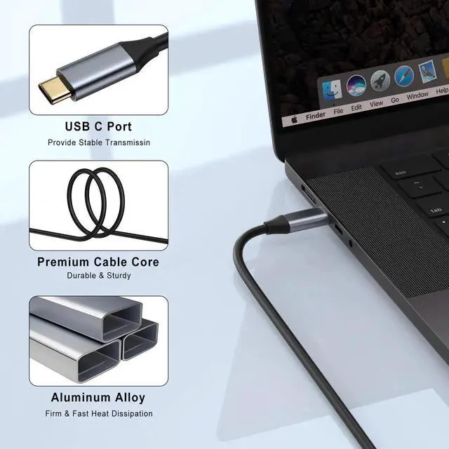 Alt view image 5 of 7 - USB C to HDMI Cable 6.6FT 4K@60Hz, Gold-Plated Thunderbolt 3/4/5 Compatible Type C to HDMI 2.0 Cord, Compatible with iPhone 16/15 Series, MacBook iMac iPad Pro, Galaxy S8-S23, Surface