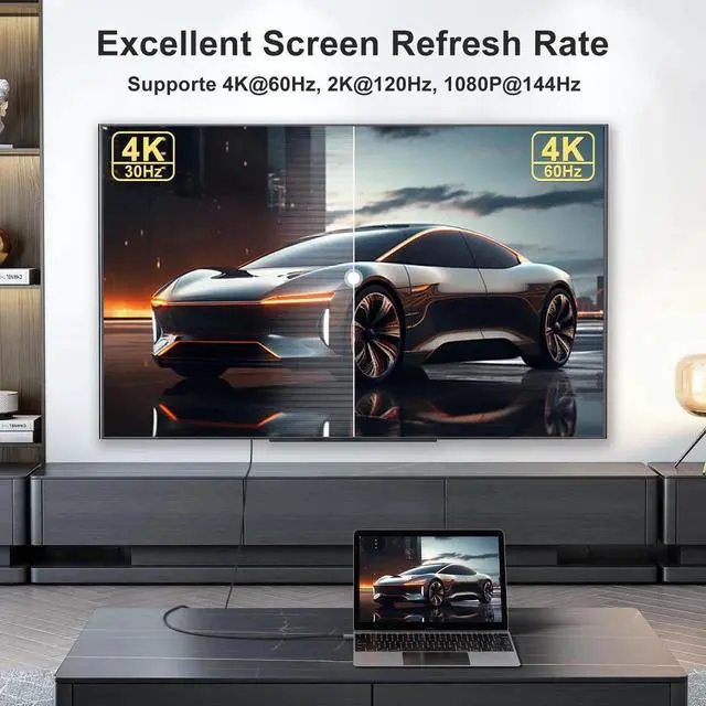 Alt view image 6 of 7 - USB C to HDMI Cable 6.6FT 4K@60Hz, Gold-Plated Thunderbolt 3/4/5 Compatible Type C to HDMI 2.0 Cord, Compatible with iPhone 16/15 Series, MacBook iMac iPad Pro, Galaxy S8-S23, Surface