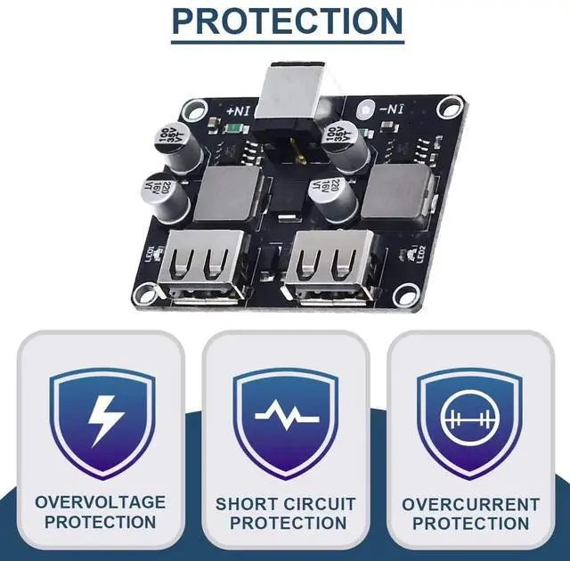 Alt view image 3 of 7 - 2 Pcs DC-DC Buck Converter Step-Down Module, 6-32V to 5V Dual USB QC3.0 QC2.0 Fast Charging Circuit Board with DC Power Cable