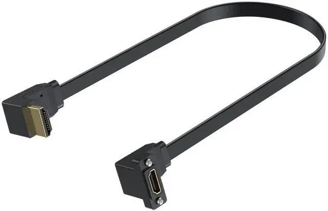 Main image of 1.5ft Flat 90 Degree HDMI Extension Cable, Up Angle Male to Down Angle Female Panel Mount HDMI Cord Supports Ethernet ARC 3D 4K 2160P 1080P for UHD TV PC Xbox