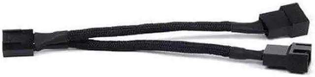 Alt view image 4 of 5 - 2 Pack 1 to 2 PWM Fan Splitter Cable, Black Sleeved 4 Pin PC Cooling Fan Y Splitter Converter Extension Cable