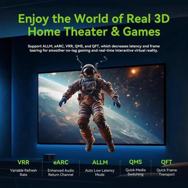 Alt view image 5 of 7 - FIBBR 8K HDMI 2.1 Cable 6ft/2m, 48Gbps Ultra High Speed HDMI Cord, 8K@60Hz 4K@120Hz 2K@240Hz eARC 3D Dynamic HDR 12Bit, Compatible with PS5 PS4 Xbox Series Laptop HDTV Projector