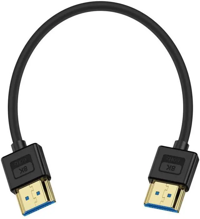 Main image of Ultra Thin Short HDMI 2.1 Cable 1FT, Flexible Slim Soft Silicone 8K HDMI Male to Male Cord, 48Gbps High Speed 8K@60Hz HDR Compatible with PS5, PC, Monitor, Laptop and More
