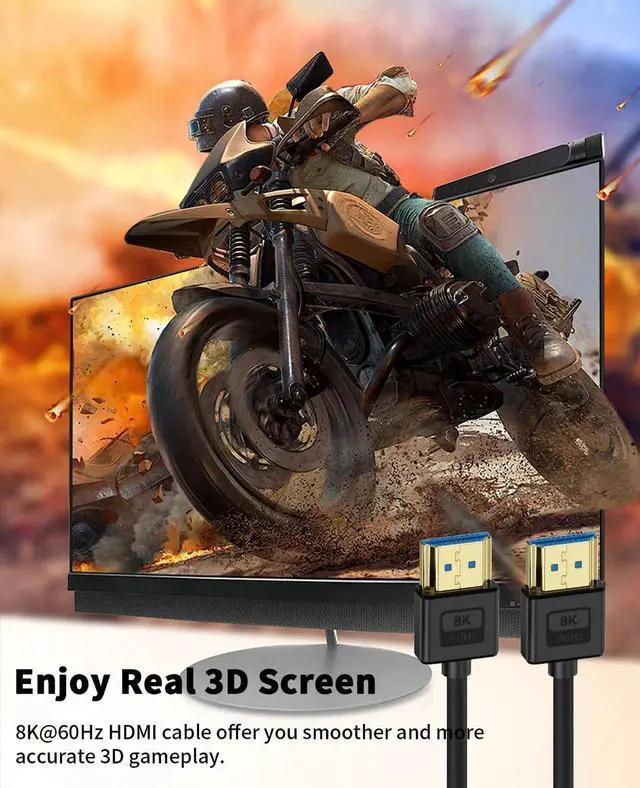 Alt view image 2 of 7 - Ultra Thin Short HDMI 2.1 Cable 1FT, Flexible Slim Soft Silicone 8K HDMI Male to Male Cord, 48Gbps High Speed 8K@60Hz HDR Compatible with PS5, PC, Monitor, Laptop and More