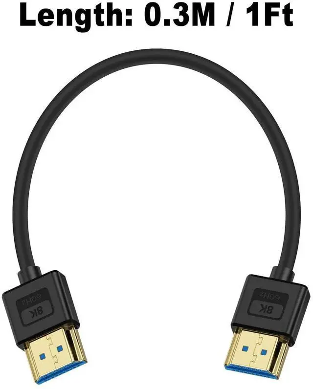 Alt view image 6 of 7 - Ultra Thin Short HDMI 2.1 Cable 1FT, Flexible Slim Soft Silicone 8K HDMI Male to Male Cord, 48Gbps High Speed 8K@60Hz HDR Compatible with PS5, PC, Monitor, Laptop and More