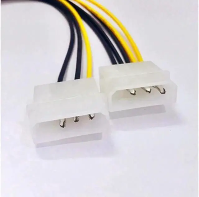 Alt view image 2 of 6 - 6 Inch Dual 4 Pin Molex to 8 Pin PCIe Power Adapter Cable, ATX PSU to PCI Express GPU Video Card Power Converter Cord