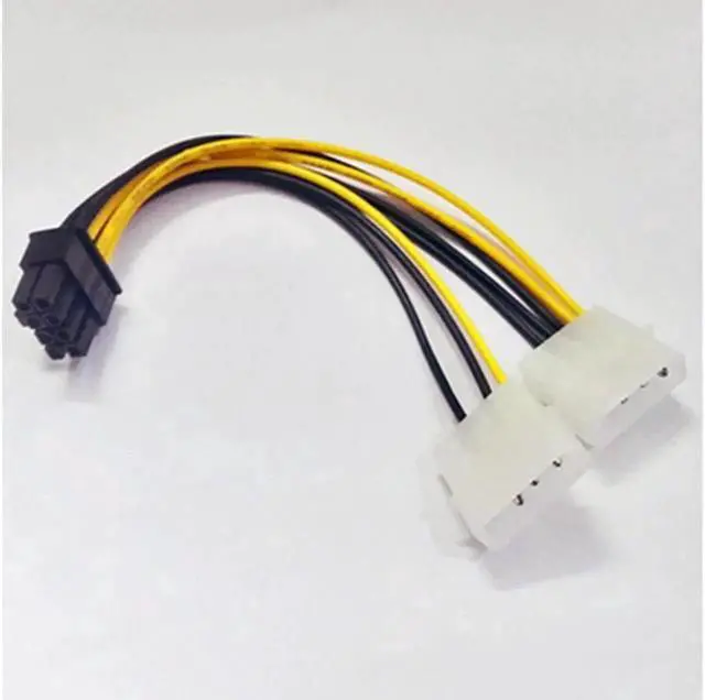 Alt view image 3 of 6 - 6 Inch Dual 4 Pin Molex to 8 Pin PCIe Power Adapter Cable, ATX PSU to PCI Express GPU Video Card Power Converter Cord
