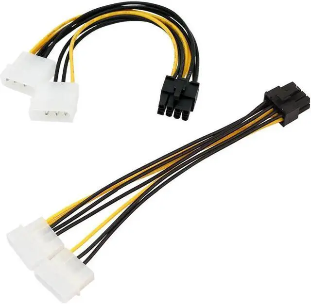 Alt view image 6 of 6 - 6 Inch Dual 4 Pin Molex to 8 Pin PCIe Power Adapter Cable, ATX PSU to PCI Express GPU Video Card Power Converter Cord