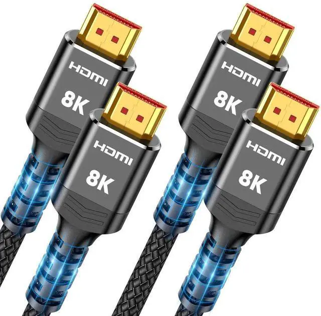 Main image of 8K HDMI 2.1 Cable 2-Pack 6.6FT, Slim Braided 48Gbps High Speed HDMI Cord, 8K@60Hz 4K@120Hz 144Hz HDCP 2.2 2.3 Dynamic HDR eARC DTS:X Compatible with Roku TV HDTV PS5 Blu-ray RTX 3090