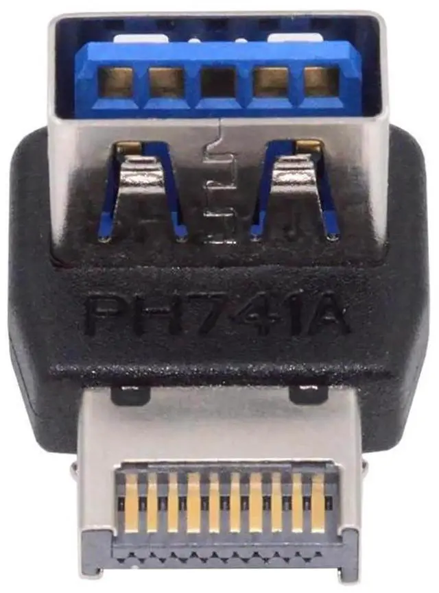 Main image of 90 Degree Up Angled USB 3.1 Front Panel Header Adapter, Type-E Male to USB3.0 Type-A Female Data Converter for Motherboard