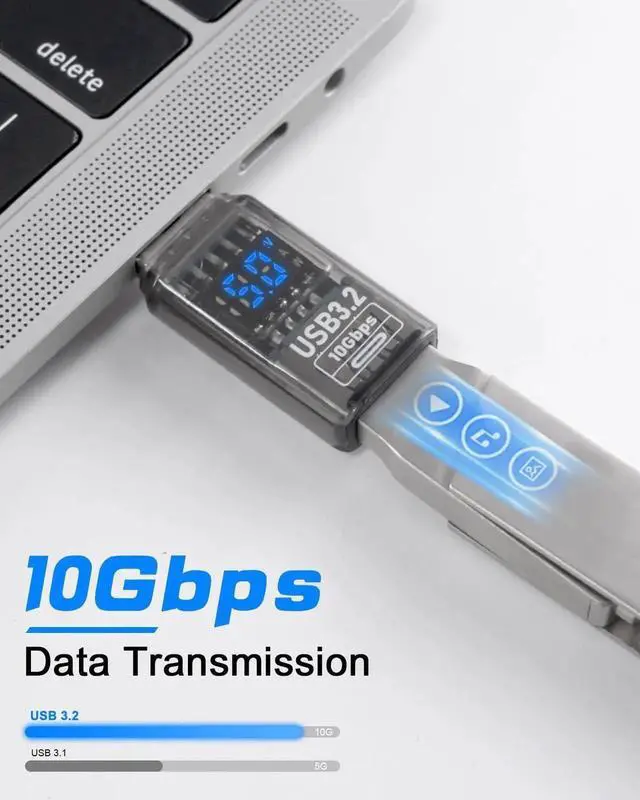 Alt view image 6 of 7 - USB 3.2 Extender, 10Gbps Type A Male to Female Extension Adapter Transparent Shell for Hard Drive Keyboard Laptop