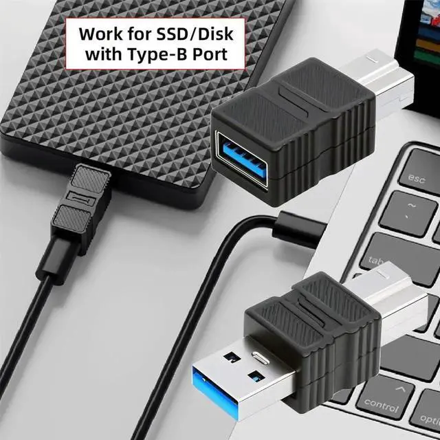 Alt view image 2 of 7 - 2 Pack USB 3.0 Type-B Male to USB 3.0 Type-A Male Female Printer Adapter Kit, 5Gbps Data Extension Converter Plug Black for Disk SSD Camera