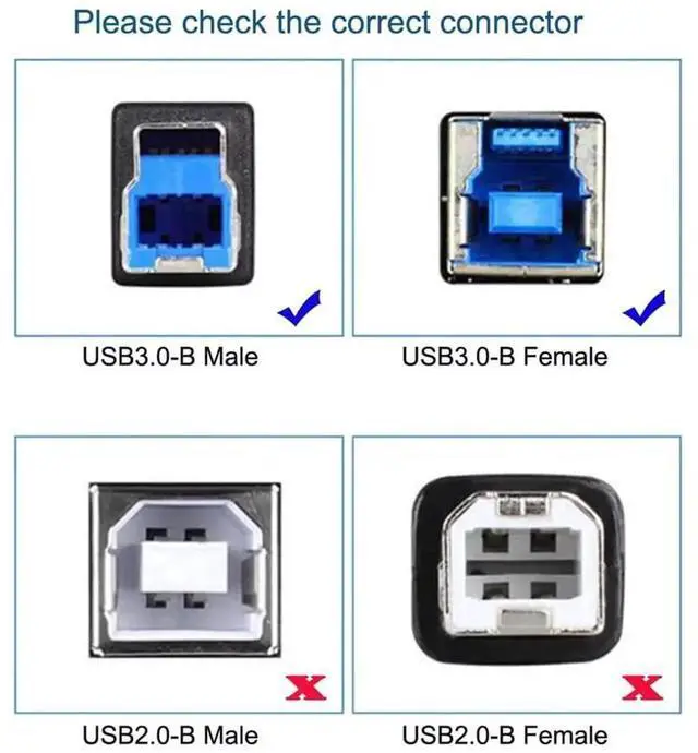 Alt view image 5 of 7 - 2 Pack USB 3.0 Type-B Male to USB 3.0 Type-A Male Female Printer Adapter Kit, 5Gbps Data Extension Converter Plug Black for Disk SSD Camera