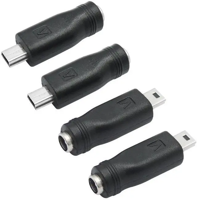 Main image of 4Pcs DC 5.5mm x 2.1mm Female to Mini USB Male Adapter, 5V DC 5521 to Mini USB Power Conversion Connector