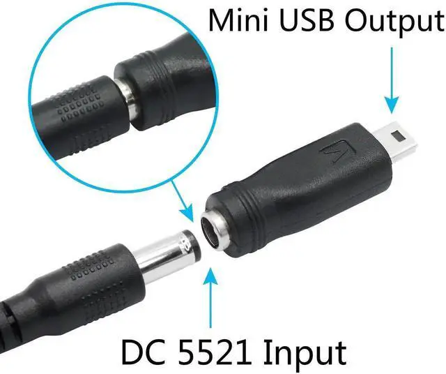 Alt view image 2 of 6 - 4Pcs DC 5.5mm x 2.1mm Female to Mini USB Male Adapter, 5V DC 5521 to Mini USB Power Conversion Connector