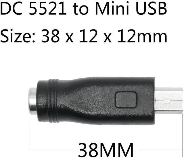 Alt view image 4 of 6 - 4Pcs DC 5.5mm x 2.1mm Female to Mini USB Male Adapter, 5V DC 5521 to Mini USB Power Conversion Connector
