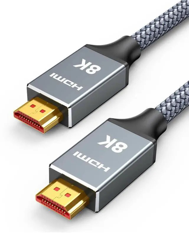 Main image of 3.3ft HDMI 2.1 Cable 8K@60Hz 4K@120Hz, 48Gbps High Speed Grey Braided HDMI Cord Support 2K@240Hz HDR eARC DTS:X HDCP 2.2 2.3 for PS5 PS4 Gaming Console TV Monitor