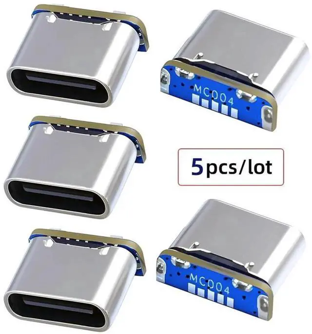 Alt view image 5 of 7 - 5Pcs/Lot Type-C Female Socket DIY Solder Connector, Replacement SMT Type for Mini-USB 5Pin Female, DC 5V Power Supply Port