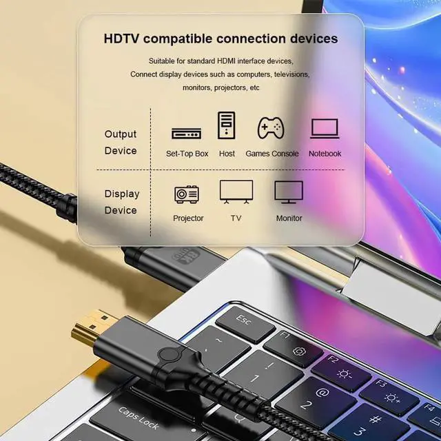 Alt view image 4 of 7 - 10FT Certified 8K HDMI 2.1 Cable, Ultra High Speed 48Gbps Braided HDMI Cord, 8K@60Hz 4K@120Hz HDR 10 DTS:X HDCP 2.2 & 2.3 Compatible with Roku TV PS5 HDTV Blu-ray