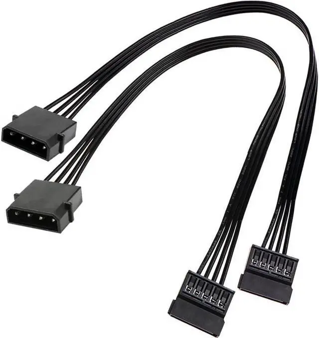 Main image of 24 Inch Molex IDE 4 Pin to 15 Pin SATA Power Converter Cable, Male to Female HDD SSD Power Extension Adapter Cord for Desktop PC Hard Drive, 2 Pack