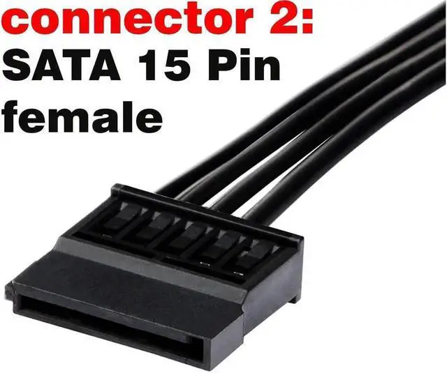 Alt view image 3 of 4 - 24 Inch Molex IDE 4 Pin to 15 Pin SATA Power Converter Cable, Male to Female HDD SSD Power Extension Adapter Cord for Desktop PC Hard Drive, 2 Pack