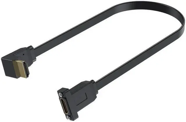 Main image of 1.5ft Flat HDMI Extension Cable, 90 Degree Up Angle Male to Female HDMI Panel Mount Extender with Screws, 18Gbps Ethernet Support 4K@60Hz 3D 2160p Compatible with UHD TV PS4 PS3
