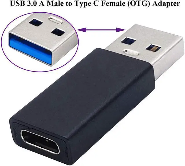 Alt view image 3 of 6 - 2 Pack Type C Female to USB A Male OTG Adapter, Black USB-C to USB-A Male Converter, Support Fast Charging & Data Sync for Laptop, Power Bank and USB-A Port Devices