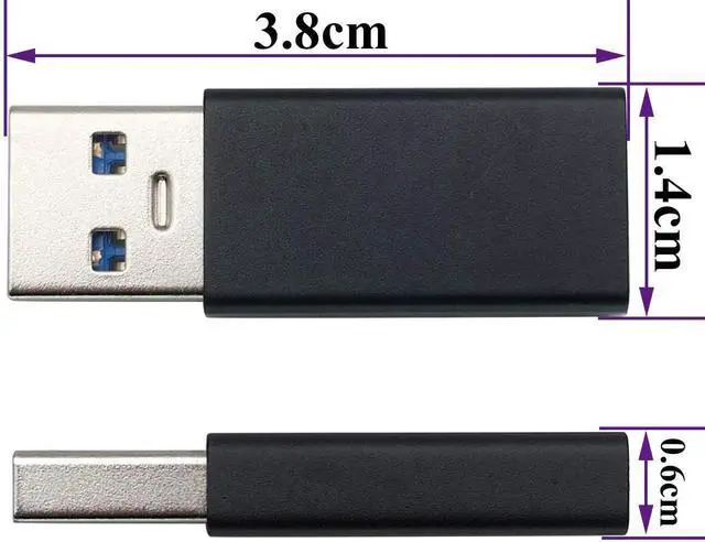 Alt view image 4 of 6 - 2 Pack Type C Female to USB A Male OTG Adapter, Black USB-C to USB-A Male Converter, Support Fast Charging & Data Sync for Laptop, Power Bank and USB-A Port Devices