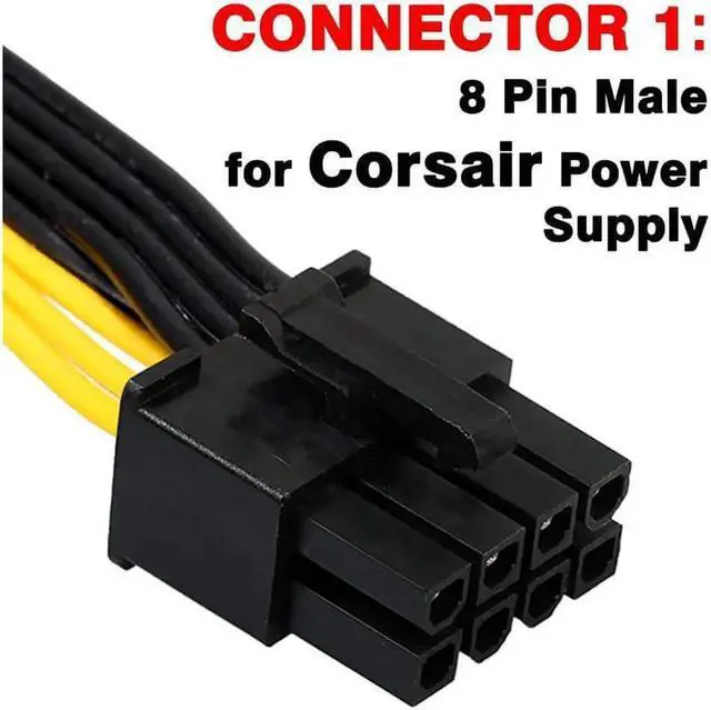 Alt view image 3 of 4 - ATX 8 Pin Male to Dual PCIe 8(6+2) Pin Male Power Adapter Cable for Corsair Modular Power Supply 24+12 Inches