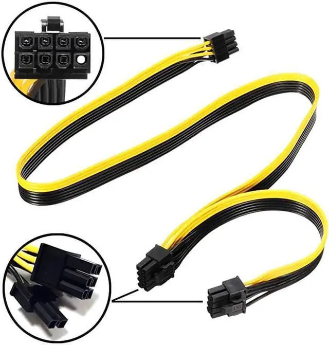 Alt view image 4 of 4 - ATX 8 Pin Male to Dual PCIe 8(6+2) Pin Male Power Adapter Cable for Corsair Modular Power Supply 24+12 Inches