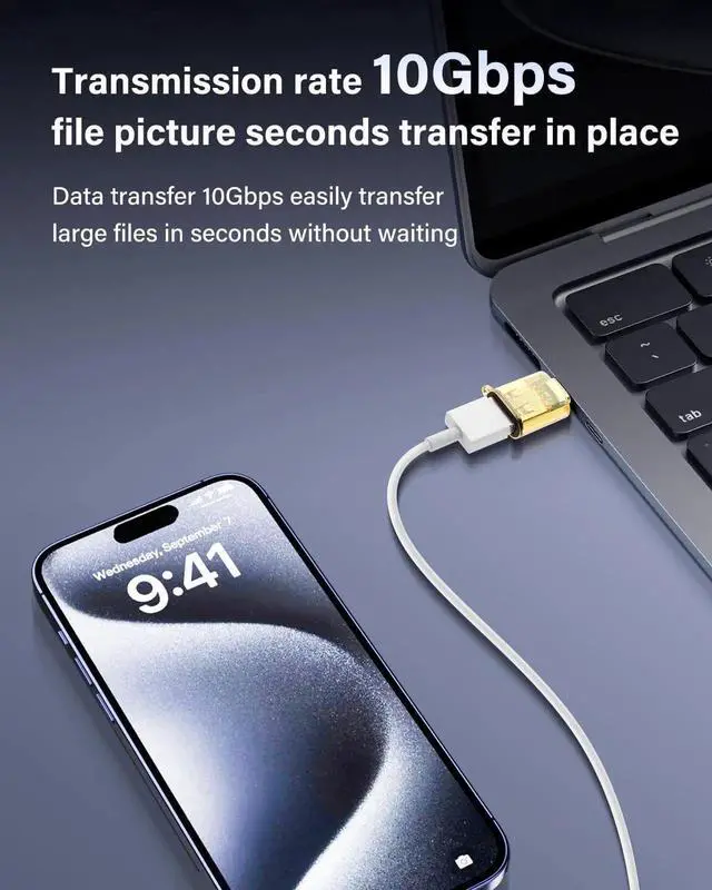 Alt view image 3 of 7 - 2 Pack 120W PD USB C to USB A Adapter, Type-C Male to USB-A Female Converter, 10Gbps High Speed Data Transfer & Fast Charging Connector for Laptop, Phone, Tablet and PC