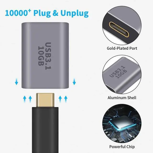 Alt view image 2 of 7 - 1-Pack USB C to A Adapter 10Gbps, USB 3.1 Gen2 Type C Female to USB A Female Double-Side Transmission Converter Compatible with iPhone MacBook Pro Galaxy