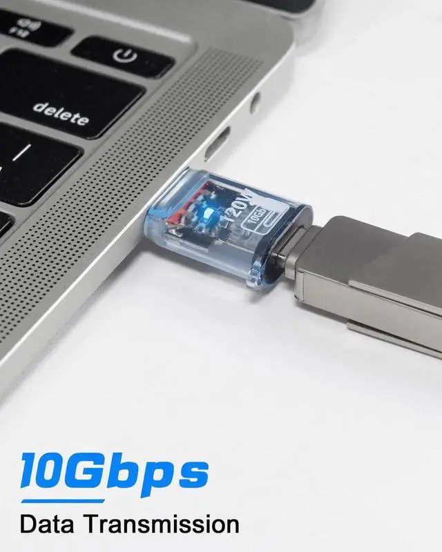 Alt view image 2 of 7 - 10Gbps USB C Female to USB A Male Adapter, 120W USB 3.2 Type C to Type A OTG Charger Converter, Transparent Blue Design Compatible with iPhone 11-15 Pro Max, Galaxy S20 S22 S23 and Earphones