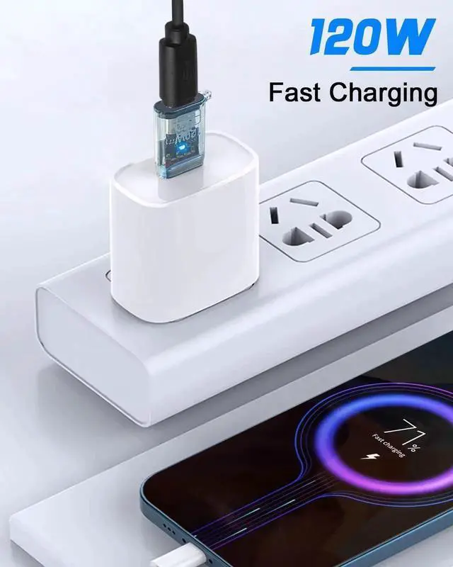 Alt view image 5 of 7 - 10Gbps USB C Female to USB A Male Adapter, 120W USB 3.2 Type C to Type A OTG Charger Converter, Transparent Blue Design Compatible with iPhone 11-15 Pro Max, Galaxy S20 S22 S23 and Earphones