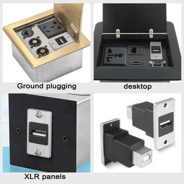 Alt view image 2 of 7 - USB 2.0 Female to USB B Female Panel Mount Adapter, Rectangular Printer Socket Connector for Printer Scanner Fax PC Laptop