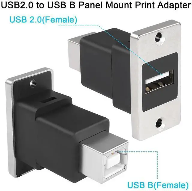 Alt view image 7 of 7 - USB 2.0 Female to USB B Female Panel Mount Adapter, Rectangular Printer Socket Connector for Printer Scanner Fax PC Laptop