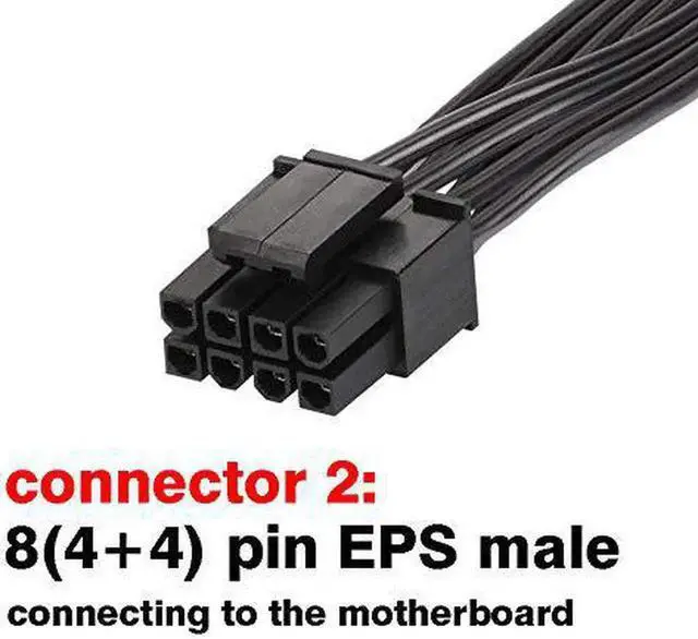 Alt view image 2 of 3 - 32 Inch CPU 8Pin Male to 4+4 Split 8Pin EPS 12V Motherboard Power Cable Only for Corsair Modular PSU, Not PCIe GPU VGA Cable