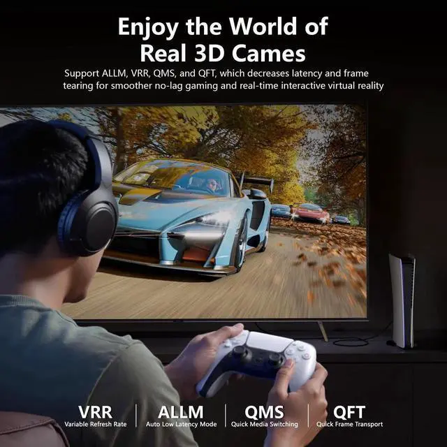 Alt view image 2 of 7 - 10FT HDMI 2.2 16K 8K Cable, 96Gbps Ultra High Speed Gaming HDMI Cord, 4K@480Hz 8K@240Hz Dynamic HDR eARC DTS:X HDCP 2.2&2.3 Compatible with PC Monitor HDTV PS5 Blu-ray