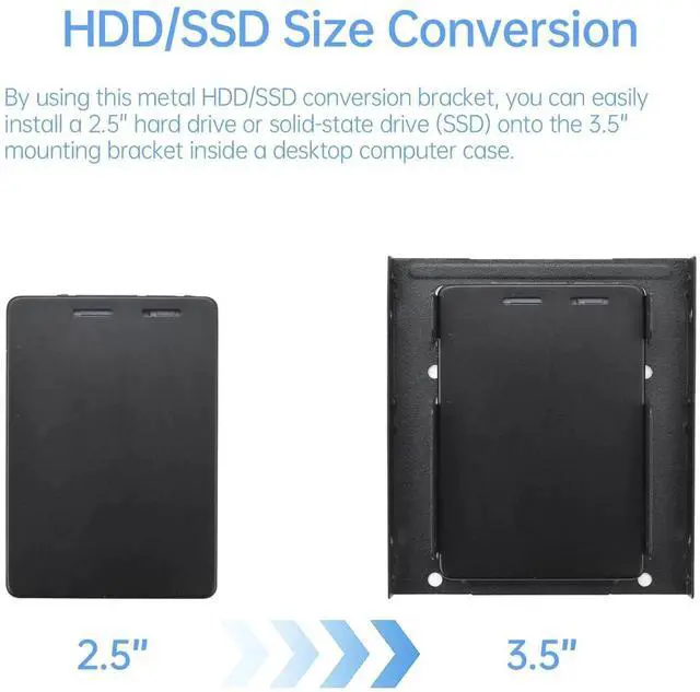 Alt view image 4 of 7 - 2 Pack Double-Deck 2.5 to 3.5 Inch SSD Mounting Bracket, Metal Dual Layer SSD HDD Adapter Holder with SATA Cable and Power Splitter Cable